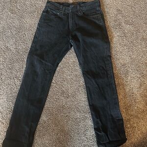 Filson Black Denim Work Pants with Brass Zip